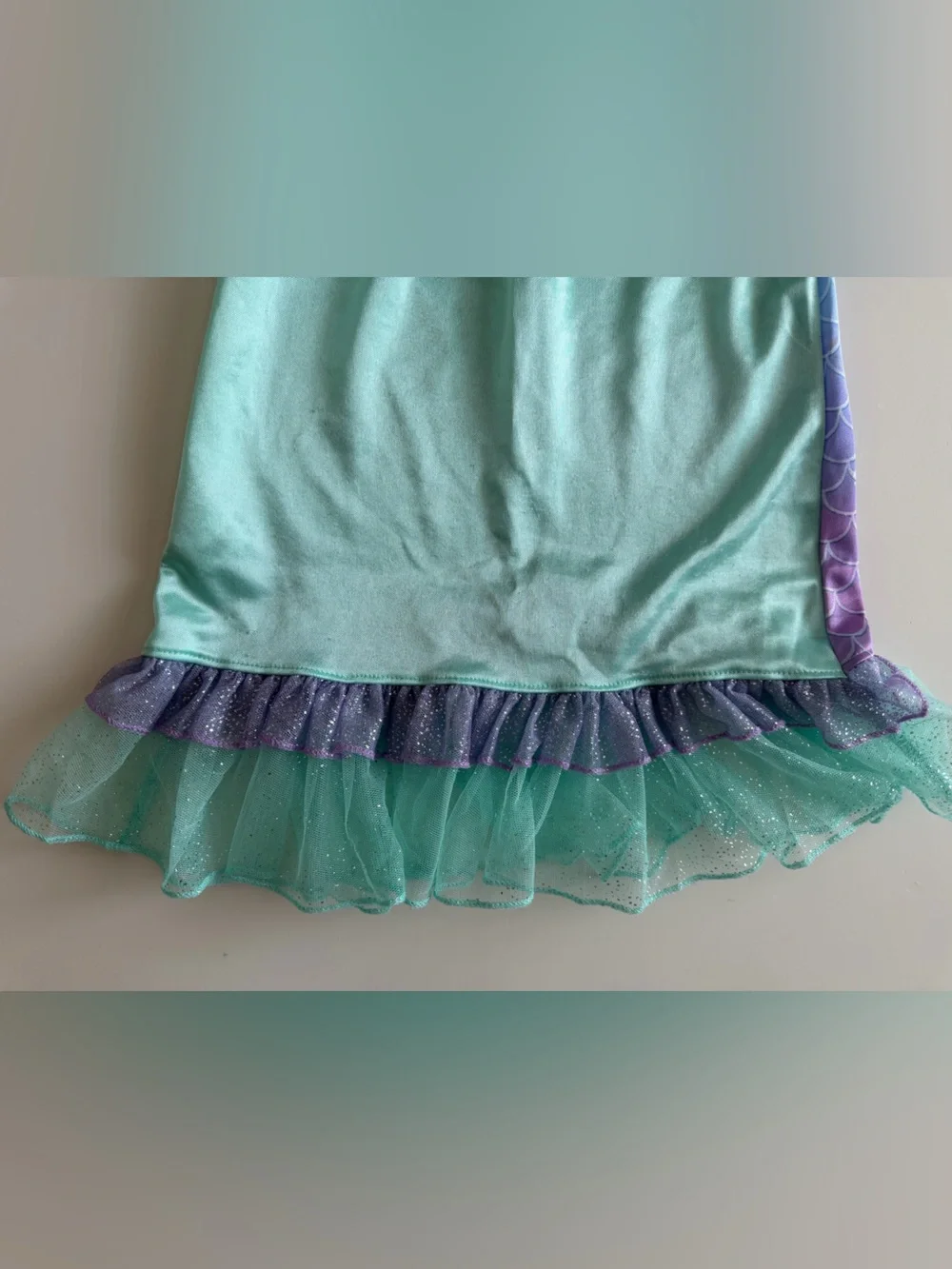 Disney Ariel Glittery Aqua and Purple Mermaid Dress, Night Gown Baby Toddler 3T